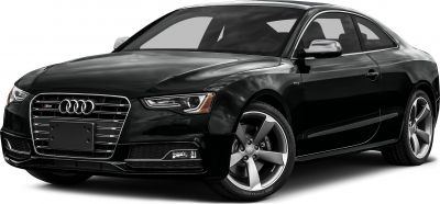 Front side view of a sleek coupe with LED headlights and alloy wheels