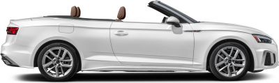 White convertible with convertible roof down and sporty alloy wheels