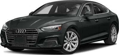 Front view of luxury sedan with LED headlights and prominent grille