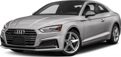 Angular headlights and alloy wheels on a sleek coupe front view