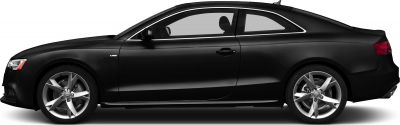 Side profile of sleek 2-door coupe with alloy wheels