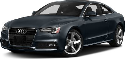 Front three-quarter view of a sporty coupe with distinctive grille and alloy wheels