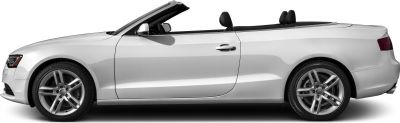 White convertible with alloy wheels, side profile, roof down