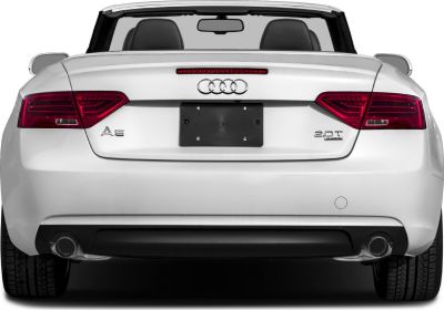 Rear view with convertible roof and dual exhausts