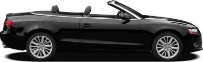 Side profile of a convertible showing sporty alloy wheels and open roof