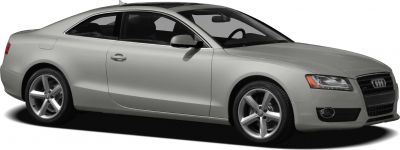 Side and front view of a silver 2-door coupe with alloy wheels