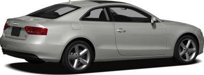 Side rear view of sleek coupe with 5-spoke alloy wheels
