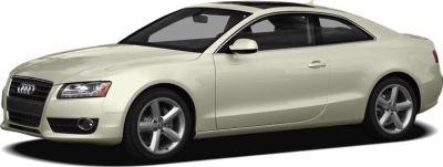 Front and side view of sleek coupe with alloy wheels