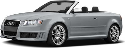 Convertible viewed from front side with alloy wheels and aerodynamic styling