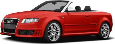 Red sporty convertible with alloy wheels and open roof