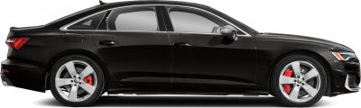 Side view of sedan with sporty alloy wheels and red brake calipers