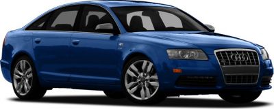Blue sedan with alloy wheels and distinctive front grille design.