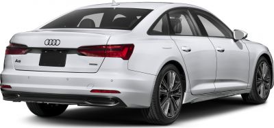 Rear view with LED taillights and alloy wheels of a luxury sedan
