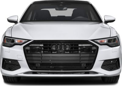 Front grille and LED headlights of a luxury sedan.
