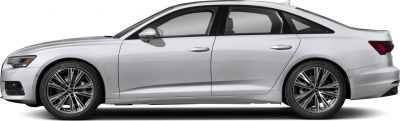 White sedan side profile with alloy wheels