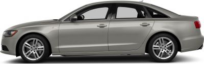 Side profile of modern sleek luxury sedan with alloy wheels