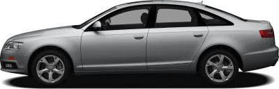 Silver sedan side profile with alloy wheels and sleek design