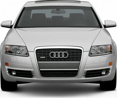 Front view with Audi signature grille and headlights
