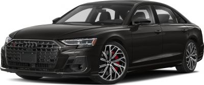 Luxury sedan with sharp LED headlights and honeycomb grille