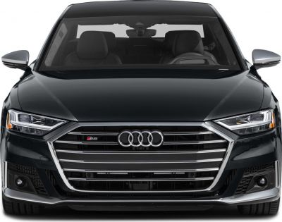 Front view with LED headlights and horizontal grille bars