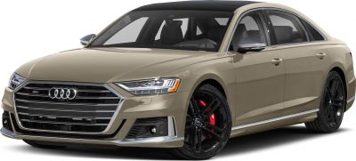 Front view of a luxury sedan with LED headlights and black alloy wheels.
