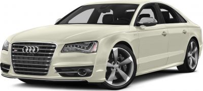 Front side view with LED headlights, grille, and V8T badge