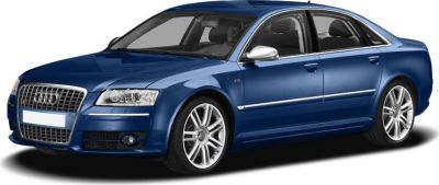 Front-side view of blue luxury sedan with distinctive grille and sporty alloy wheels