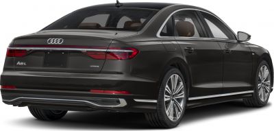 Luxury sedan rear view with sleek taillights and quattro badge