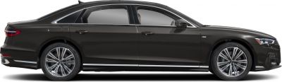 Luxury sedan side profile with LED headlights and alloy wheels