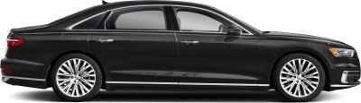 Side profile of a luxury sedan with multi-spoke alloy wheels