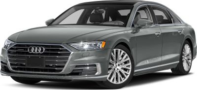 Front grille and LED headlights of a luxury sedan