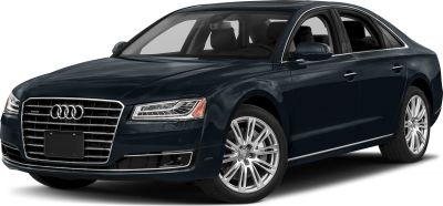 Luxury sedan with angular LED headlights and a chrome grille