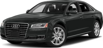Luxury sedan front view with distinctive grille and LED headlights