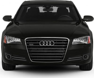 LED headlights and wide chrome grille at front