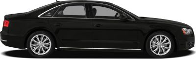 Side profile of extended length sedan with alloy wheels