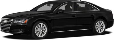 Black luxury sedan side profile with alloy wheels