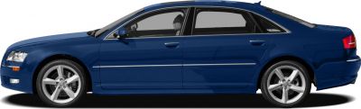Side profile of a four-door sedan with alloy wheels