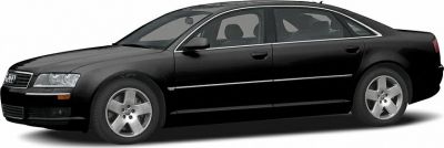 Side profile of a black luxury extended wheelbase sedan with alloy wheels.