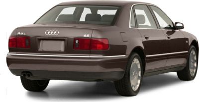 Rear view of a luxury sedan with taillights and dual exhaust
