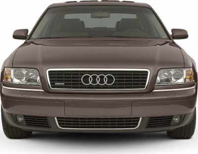 Front view with signature grille and headlights