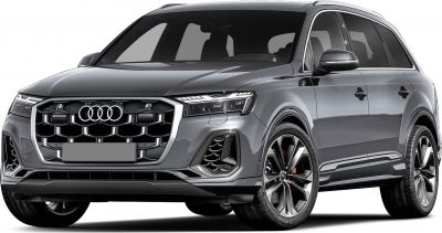 Front grille and LED headlights of a luxury SUV