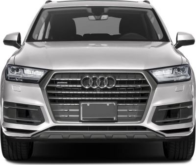 Close-up of SUV front grille and headlights