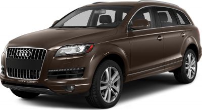 Front side view with LED headlights and vertical grille.