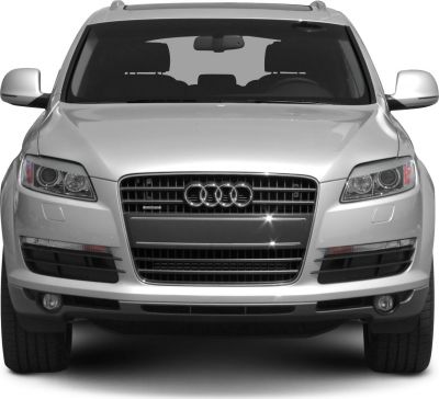 Front view showcasing grille and headlights of a luxury SUV