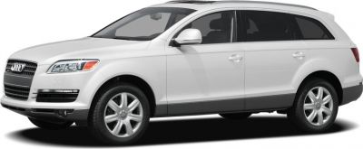 Side profile of white SUV with alloy wheels
