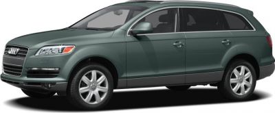 Side profile view of an SUV with alloy wheels and sleek design.