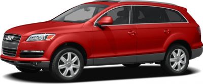 Side profile of red mid-size SUV with alloy wheels