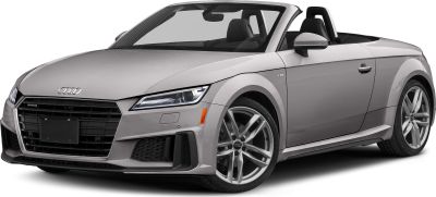 Open-top roadster front angled view with LED headlights and alloy wheels