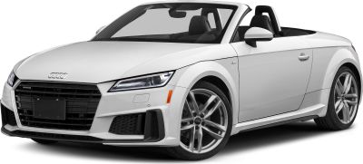 Convertible sports car front and side view with LED headlights and alloy wheels