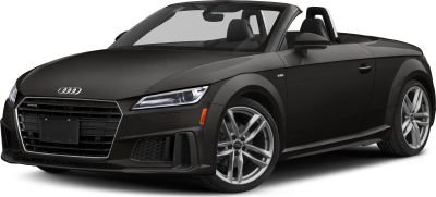 Front and side view of convertible with sporty design and alloy wheels